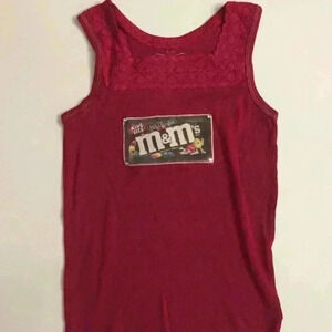 New! Cute tank with sewn on patch and rhinestones.